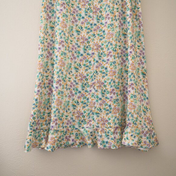 ! Zara Floral Satin Midi Side Slit Skirt sz US M - Picture 9 of 9